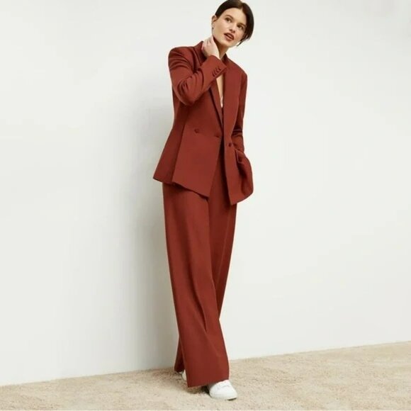 NEW MM Lafleur Gaia Sharkskin Blazer in Rust 14 - Picture 2 of 13